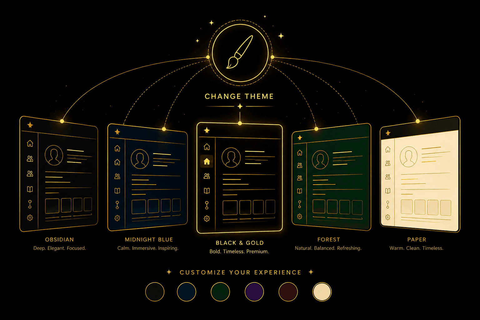 Theme picker with several base and premium themes